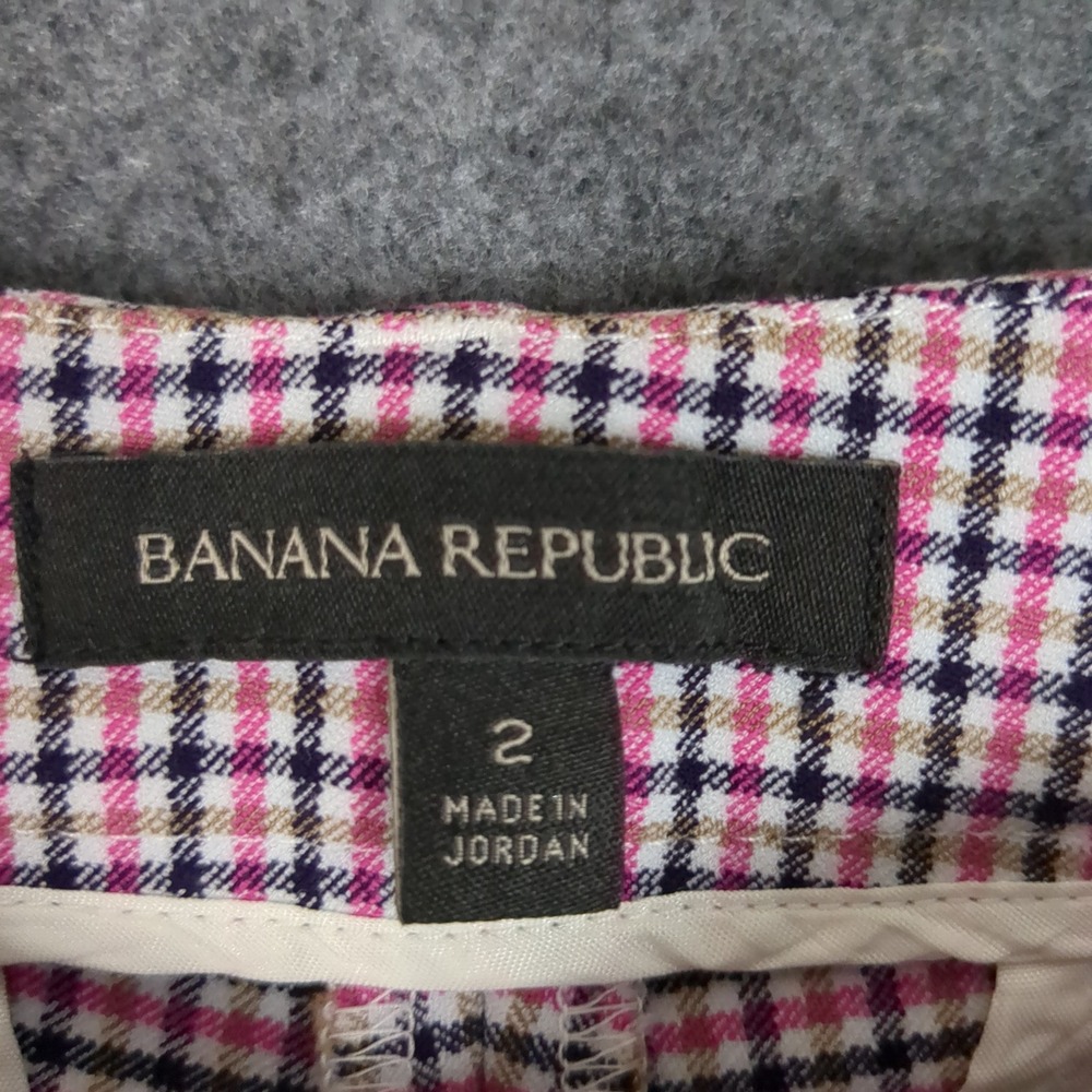 Banana Republic Sloan Skinny Pants Womens 2‎ Pink Navy Gingham Plaid Zip Pocket - Picture 9 of 15